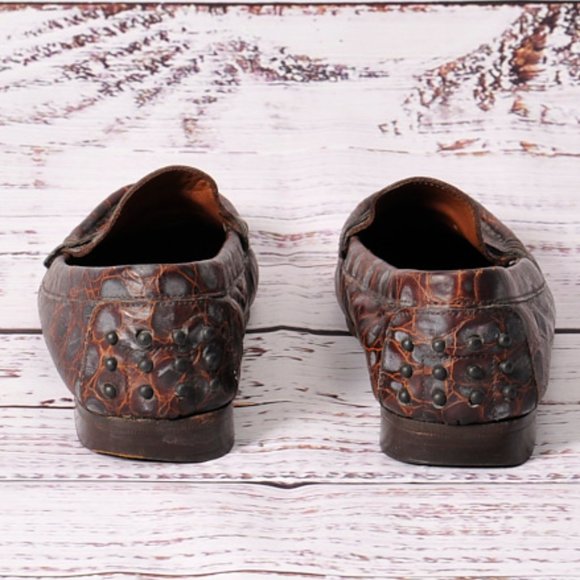 Cole-Haan -Brown Alligator Grain Leather, Womens Slip.On Casual Loafers (6.5 B) - Picture 5 of 5